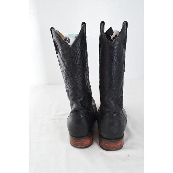 Los Altos Genuine Leather Rodeo Square Toe Western Cowboy Boots Pull holes -9 EE - Picture 3 of 8